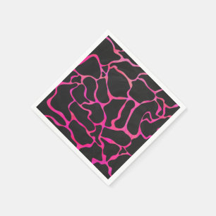 Giraffe Hot Pink and Black Print Napkins
