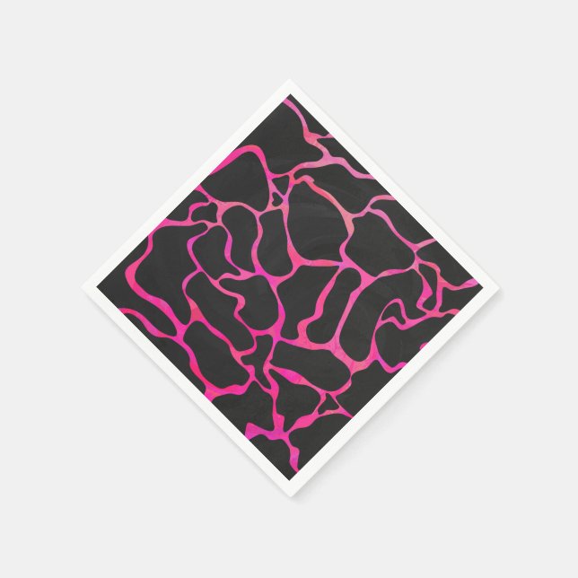 Giraffe Hot Pink and Black Print Napkins (Corner)
