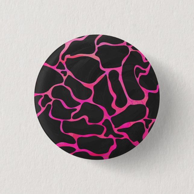 Giraffe Hot Pink and Black Print Pinback Button (Front)