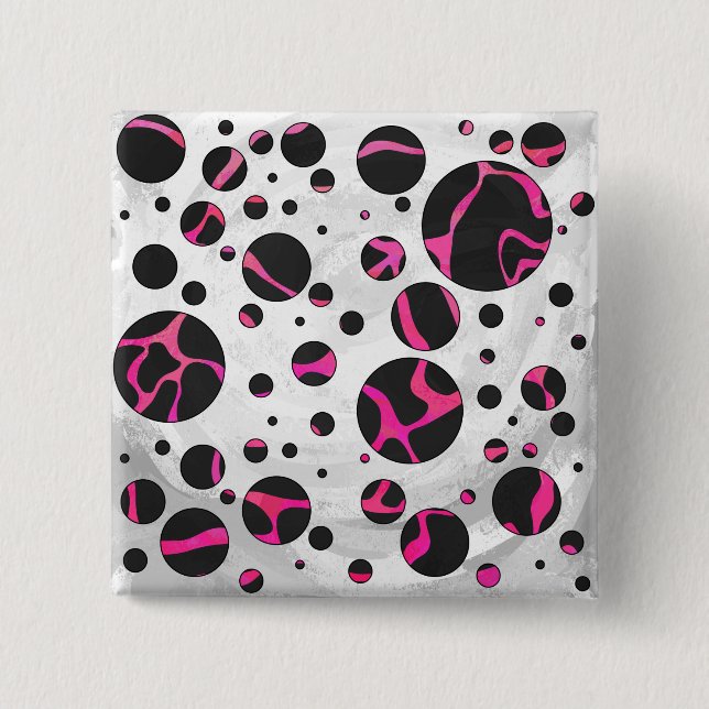 Giraffe Hot Pink and Black Print Pinback Button (Front)