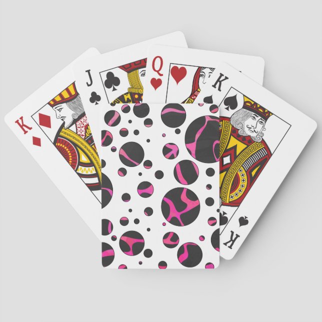Giraffe Hot Pink and Black Print Poker Cards (Back)