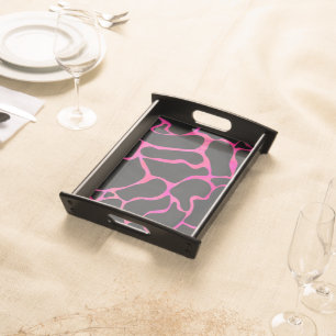 Giraffe Hot Pink and Black Print Serving Tray