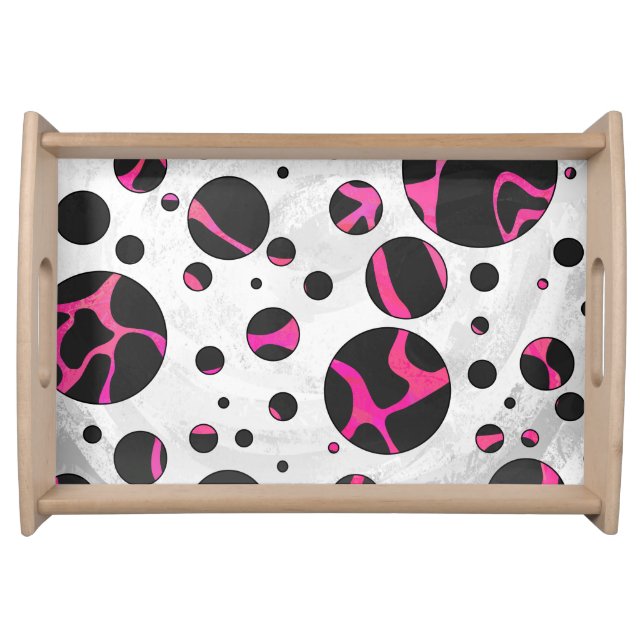 Giraffe Hot Pink and Black Print Serving Tray (Front)
