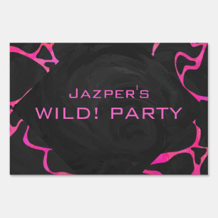 Giraffe Hot Pink and Black Print Sign