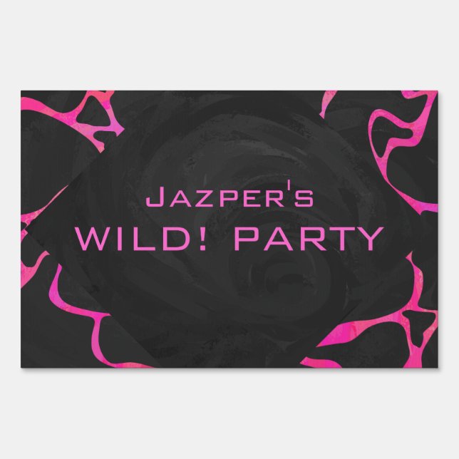 Giraffe Hot Pink and Black Print Sign (Back)