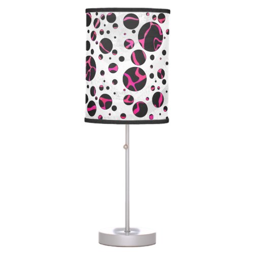 Giraffe Hot Pink and Black Print Table Lamp