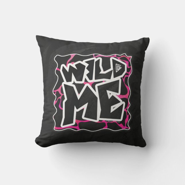 Giraffe Hot Pink and Black Print Throw Pillow (Front)