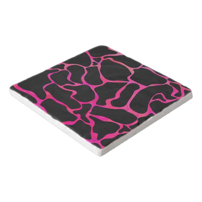 Giraffe Hot Pink and Black Print Trivet (Corner)