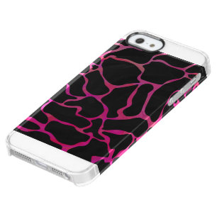 Giraffe Hot Pink and Black Print Clear iPhone SE/5/5s Case