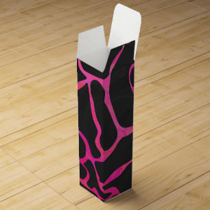 Giraffe Hot Pink and Black Print Wine Gift Box