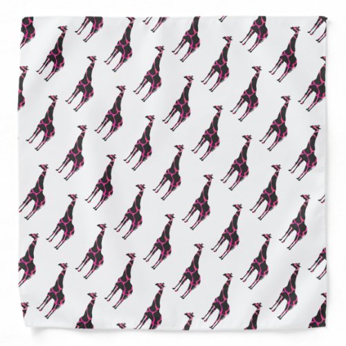 Giraffe Hot Pink and Black Silhouette Bandana