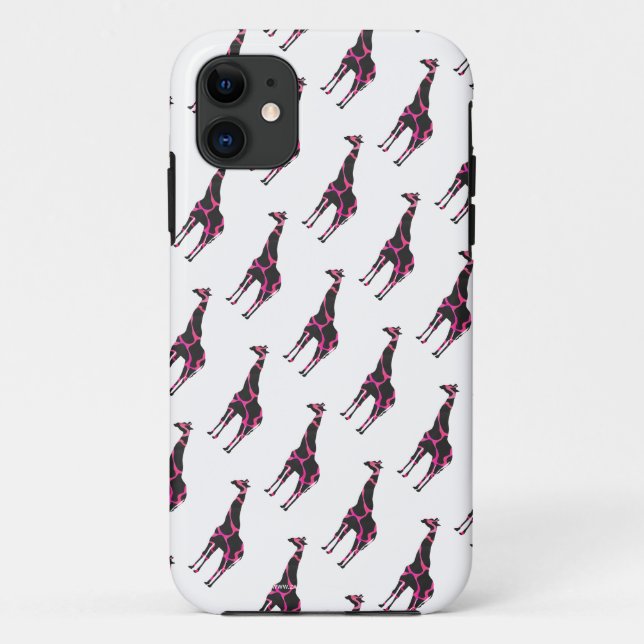 Giraffe Hot Pink and Black Silhouette Case-Mate iPhone Case (Back)