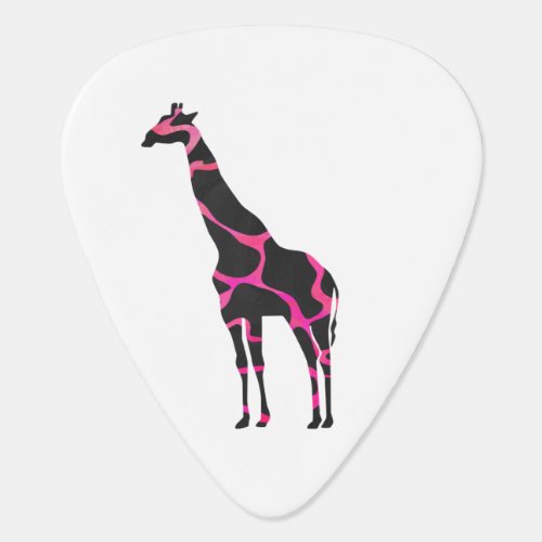 Giraffe Hot Pink and Black Silhouette Guitar Pick