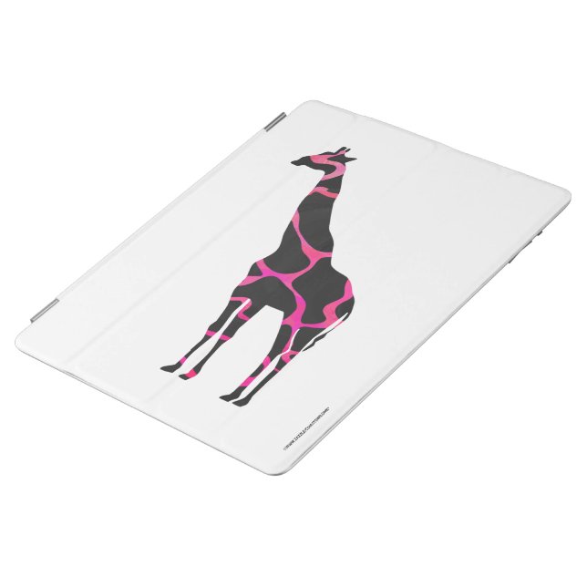 Giraffe Hot Pink and Black Silhouette iPad Smart Cover (Side)
