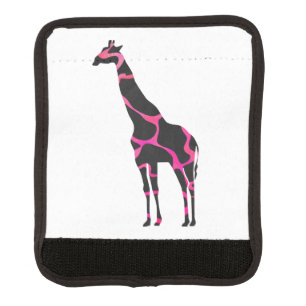 Giraffe Hot Pink and Black Silhouette Luggage Handle Wrap