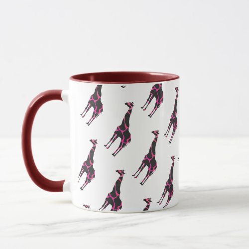 Giraffe Hot Pink and Black Silhouette Mug