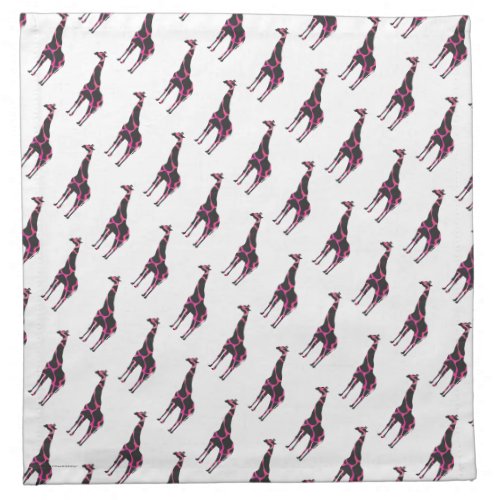 Giraffe Hot Pink and Black Silhouette Napkin