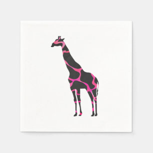 Giraffe Hot Pink and Black Silhouette Napkins