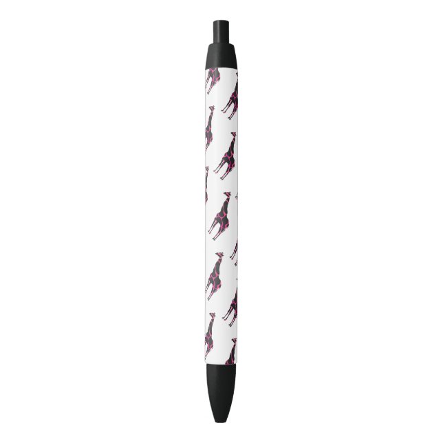Giraffe Hot Pink and Black Silhouette Pen (Front Vertical)