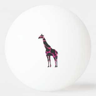 Giraffe Hot Pink and Black Silhouette Ping Pong Ball