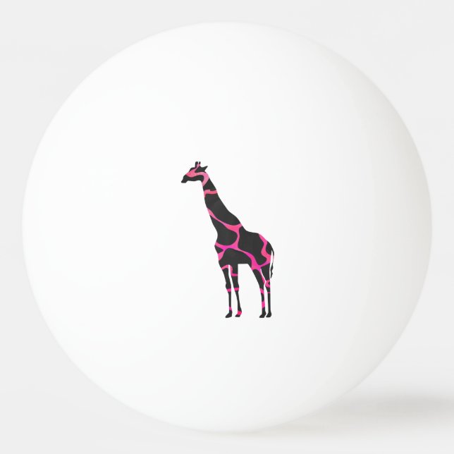 Giraffe Hot Pink and Black Silhouette Ping Pong Ball (Front)
