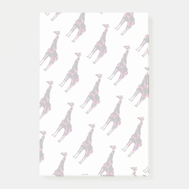 Giraffe Hot Pink and Black Silhouette Post-it Notes (Front)