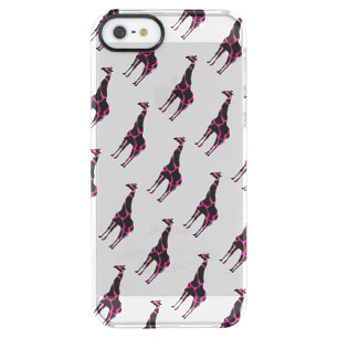 Giraffe Hot Pink and Black Silhouette Clear iPhone SE/5/5s Case