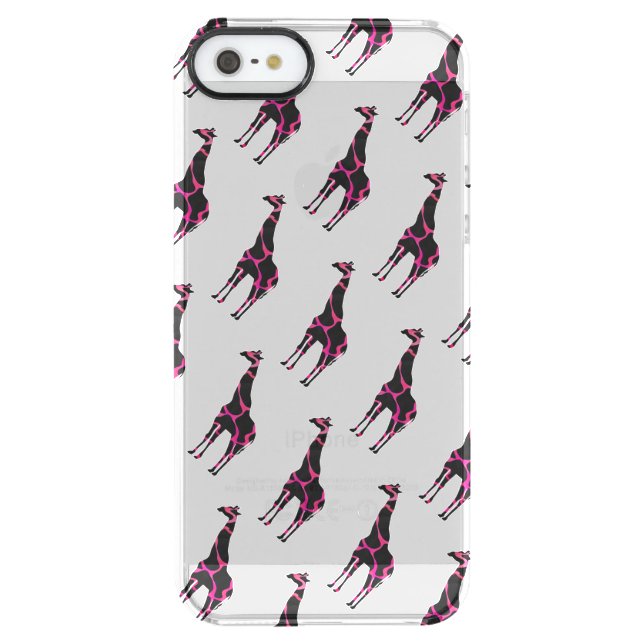 Giraffe Hot Pink and Black Silhouette Uncommon iPhone Case (Back)