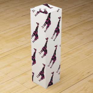 Giraffe Hot Pink and Black Silhouette Wine Box