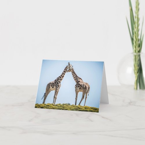 Giraffe Hugs Personalized Card