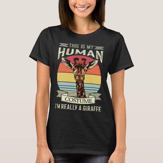 Giraffe Human costume Giraffes Retro Africa T-Shirt (Front)