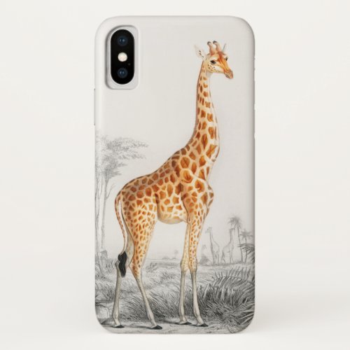 Giraffe Illustration Vintage Art Print iPhone X Case