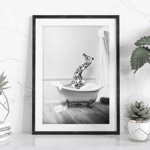 Giraffe in a bathtub Poster
