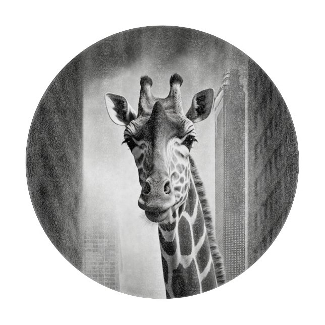 Giraffe in a Cityscape Cutting Board (Front)
