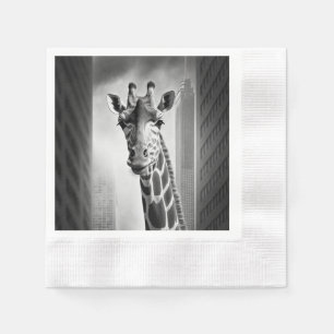 Giraffe in a Cityscape Napkins