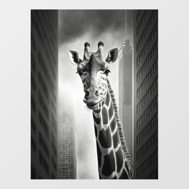 Giraffe in a Cityscape Wall Decal (Front)