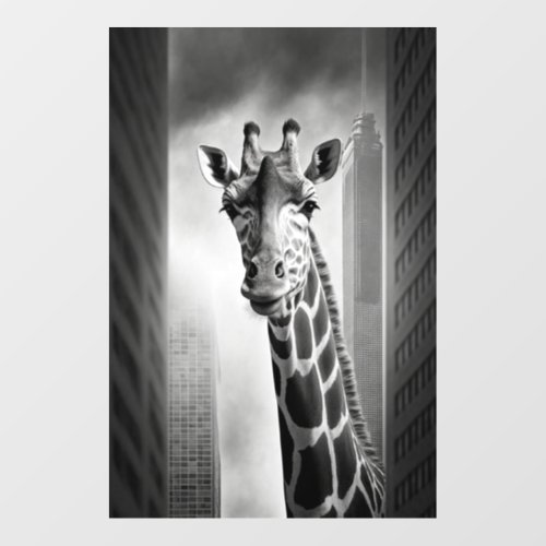 Giraffe in a Cityscape Wall Decal