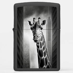Giraffe in a Cityscape Zippo Lighter