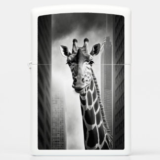 Giraffe in a Cityscape Zippo Lighter