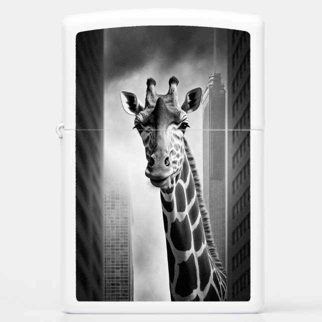 Giraffe in a Cityscape Zippo Lighter (Front)