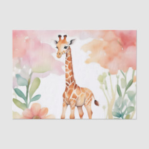 Giraffe in a Field of Flowers Watercolor Tissue Paper