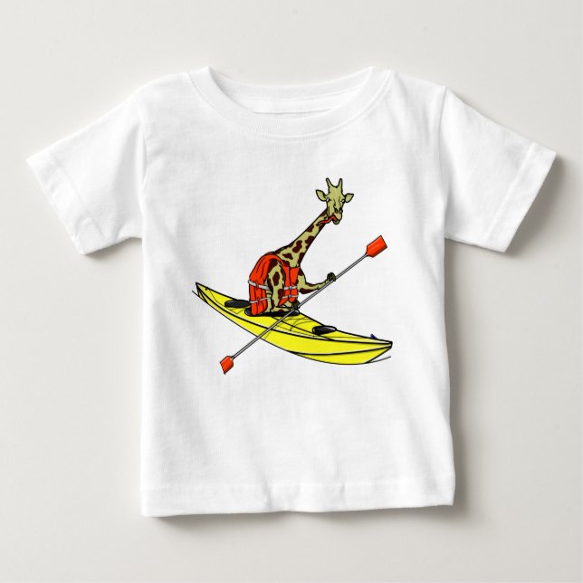 Giraffe in a kayak baby T-Shirt (Front)