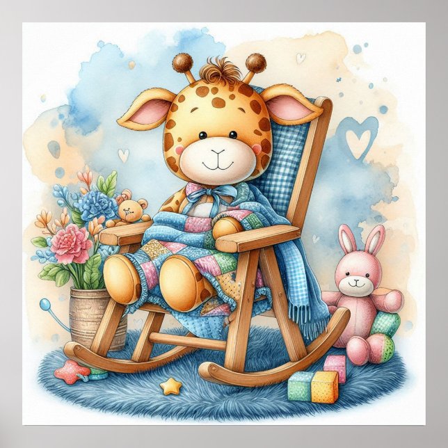 Giraffe in a Rocking Chair Boy Poster (Front)