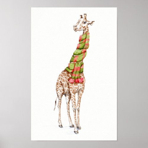 Giraffe in a Scarf Poster