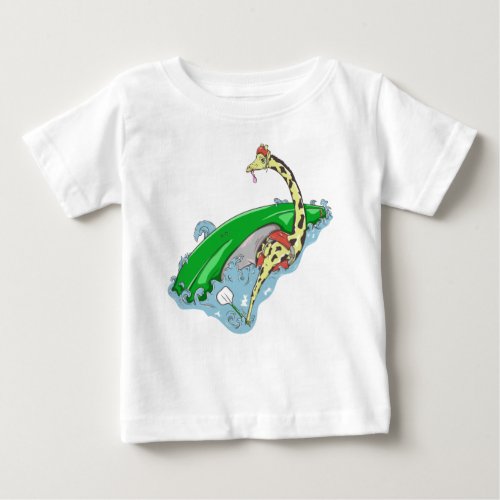Giraffe in a white water kayak baby T_Shirt