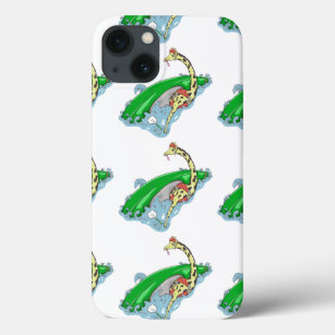 Giraffe in a white water kayak iPhone 13 case