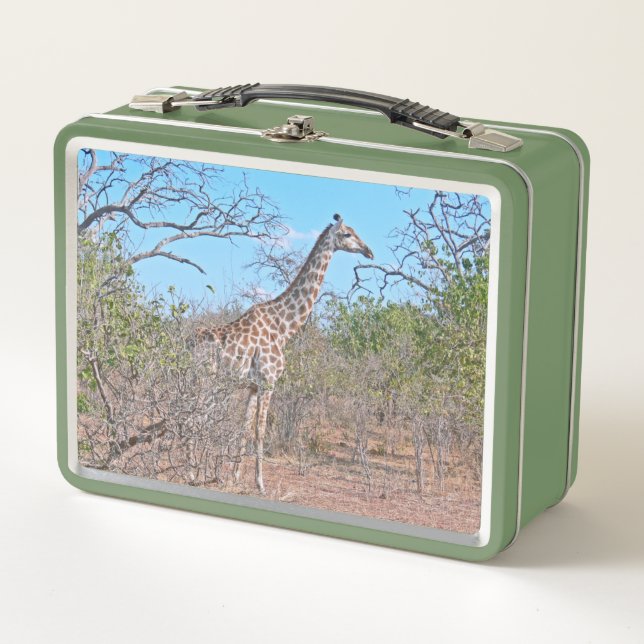 GIRAFFE IN AFRICAN HABITAT METAL LUNCH BOX (Front)