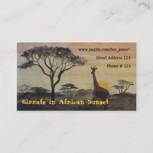 Giraffe in African Sunset Business Cards
