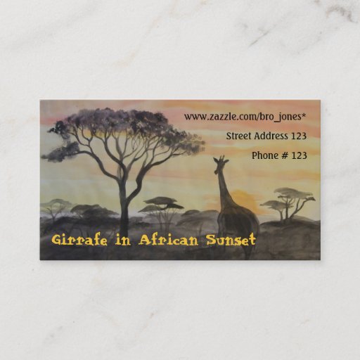 Customizable Giraffe in African Sunset Business Cards