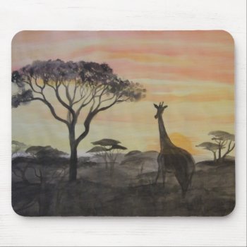 Giraffe In African Sunset Mouse Pad by Bro_Jones at Zazzle